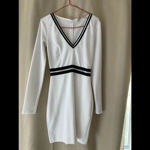 Guess white and silver metallic dress